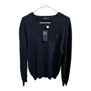 Mens Polo Ralph Lauren pima cotton v-neck sweater size medium